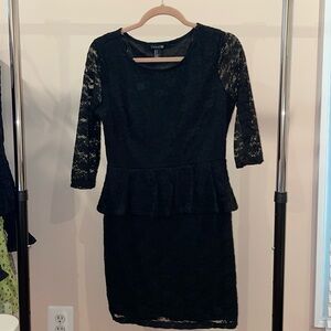 Forever 21 Black Lace Dress with Peplum Bottom.